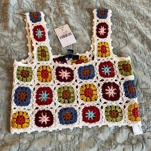 Granny square crochet NWT Small crop top